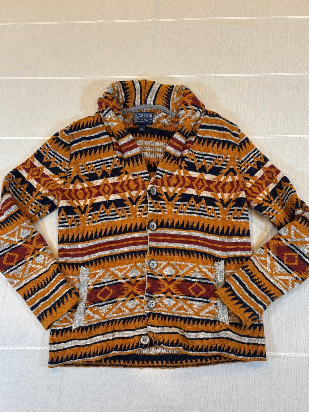 American Rag CIE Aztec Shawl Collar Button Cardigan - Size L